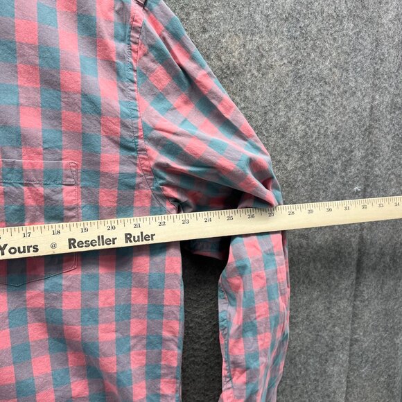 J Crew Shirt Mens XL Pink Grey Button Down Mercantile Flex Fit Cotton Checkered - Picture 4 of 12